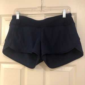 Blue Lululemon waterproof studio shorts size 2